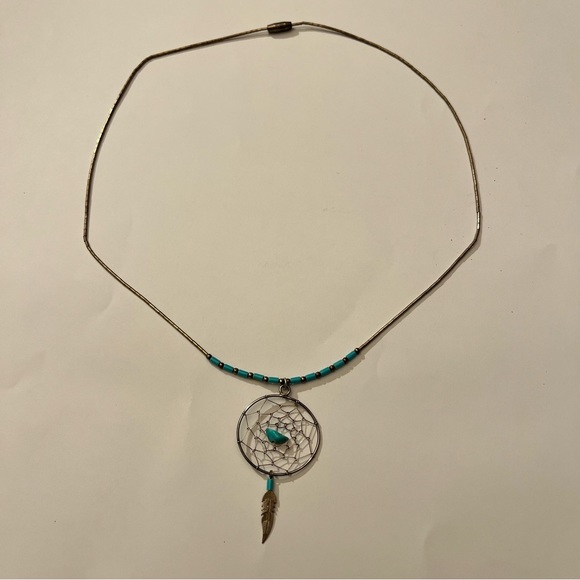 925 Sterling Silver Turquoise Dreamcatcher Necklace - Picture 8 of 10